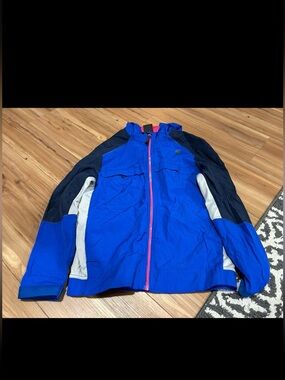 Russell Athletic Blue Colorblock Performance Jacket with Hood Size 10/12